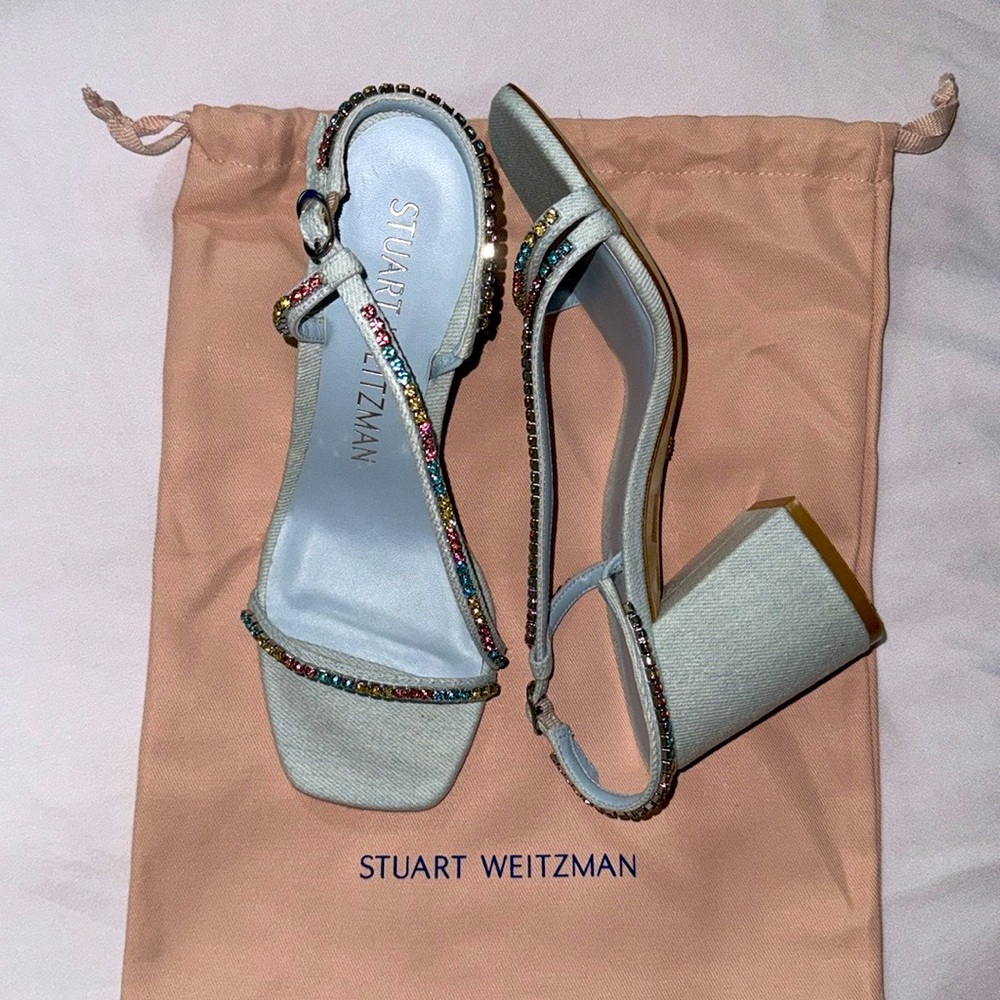 Stuart Weitzman Sandals, Light Blue Denim, size 8.5